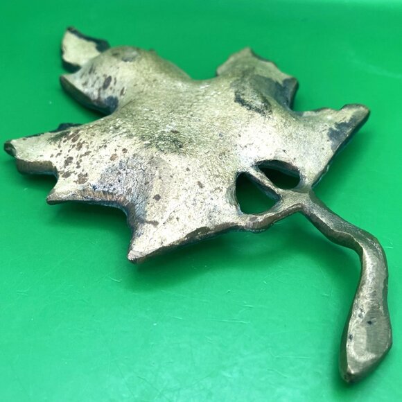 VTG Brass Maple Leaf Jewelry Dish Trinket Tray Green Patina Mid Century Modern - Picture 6 of 14